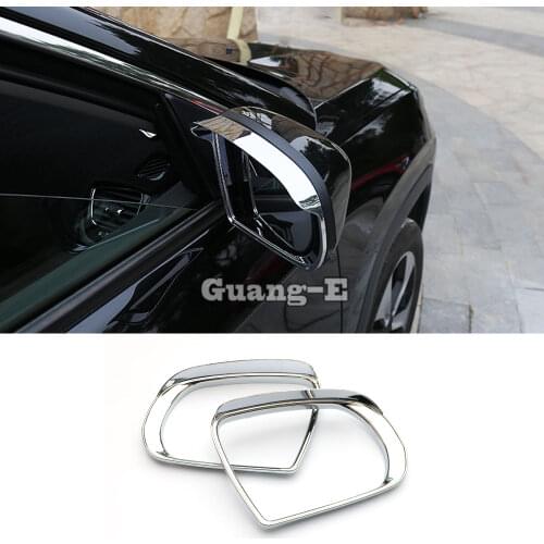 For Jeep Compass 2017 2018 2019 2020 Car Rear Rearview Glass Mirror Rain Eyebrow Shield Sun Visor Shade Plastic/ABS Chrome