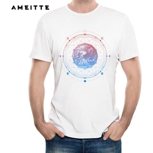 2019 Creative Geometry Design T-Shirt Mens Moon Space T Shirt Summer Novelty Streetwear Short Sleeve Tee Tops