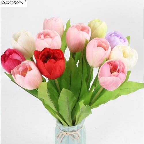 JAROWN Artificial Tulip Flower Silk Flowers Fake Colorful Simulation Flower For Wedding Home Party Decoration Accessory