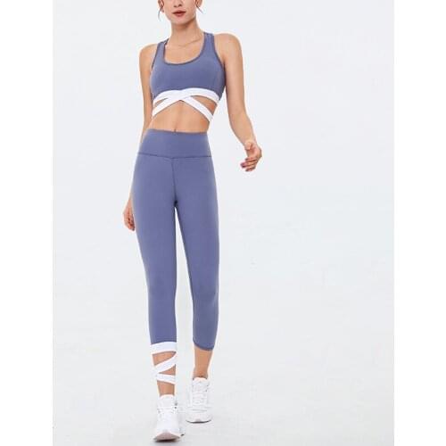 2 Piece Set Workout Clothes Gym Women Sports Bra and Leggings Set Sportswear Women Hit Color Gym Clothing Athletic Yoga Set