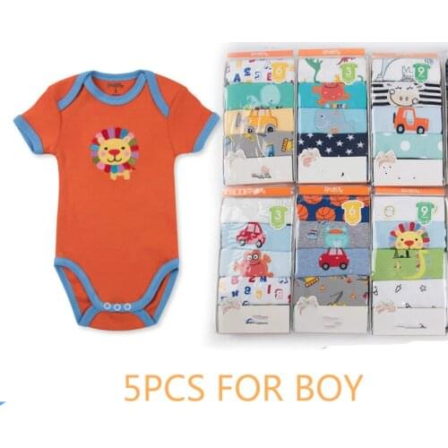 5PCS/LOT Newborn Baby summer rompers 100% Cotton Infant Body Short Sleeve baby Jumpsuit Cartoon ropa bebe Baby Boy Girl clothes