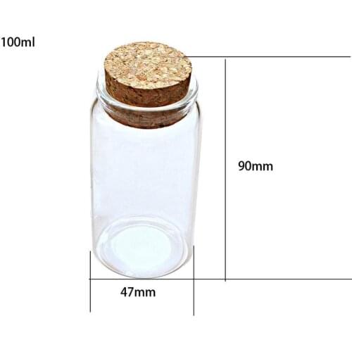 50Pcs Small Clear Vials Glass Bottles Miniature Glass Bottle with Cork Top Cute Jewelry Making 100ml