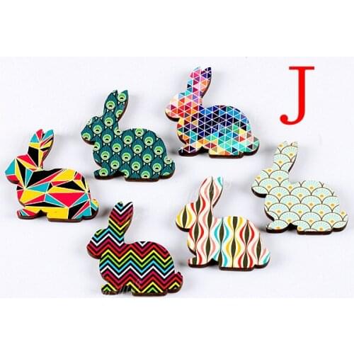 Fashion design Vintage Style Colorful Different Pattern Laser Cut wood Rabbit wooden DIY brooch Necklace (WK-J)