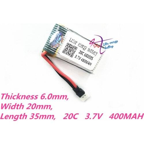 MX2.0-2P 602035 3.7V 400mAh Lipo battery For Hubson X4 H107 MJXRC F47 DiFeida DFD F180 F47 F48