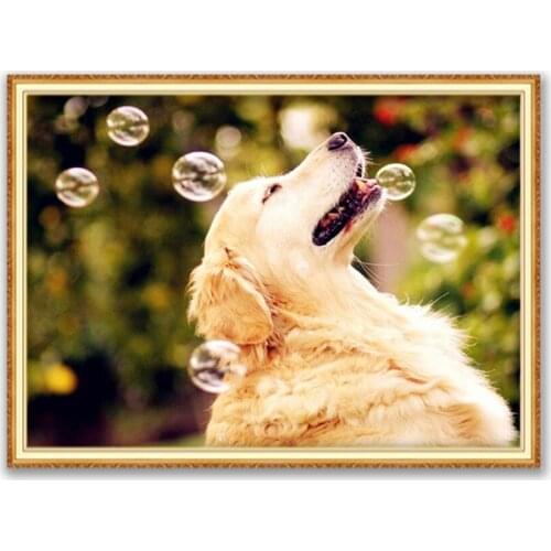 Animal Dog Pomeranian DIY 11CT Embroidery Cross Stitch Kits Craft Needlework Set Printed Canvas Cotton Thread Home Decoration