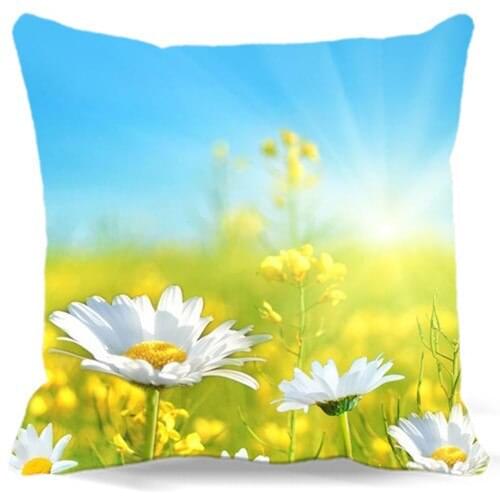 Sunshine flowers for home car sofa hotel pillow cases Square Bedding yellow Chrysanthemum 9 style 16" 18" 19" cotton polyester