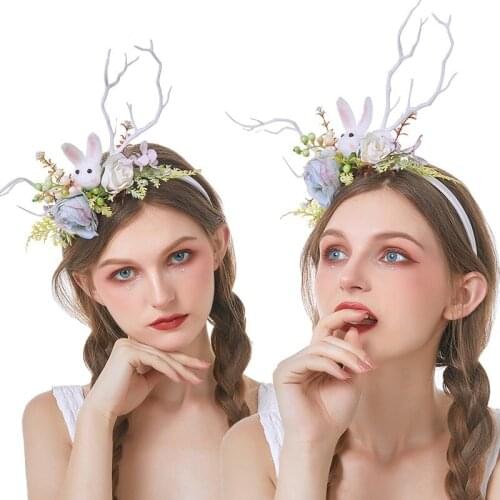 2021 New Forest White Branch Headband Christmas Headband Stage Photo Taken Easter Bunny Elf Decoration