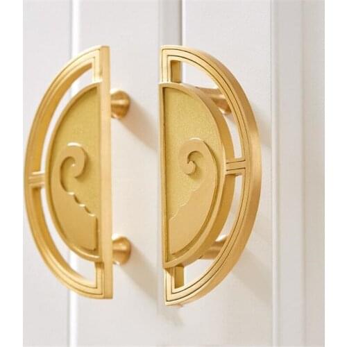 2021 New Large Circle Design Brass Handle Solid Wardrobe Cabinet Door Drawer Knob Handles Pure Copper Shoebox Furniture DIY