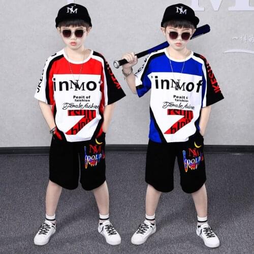 4-14 Years Summer Boy Clothing Set 2021 New Fashion Casual Active T-shirt+ Pant Kid Children Boy Teenager Clothing