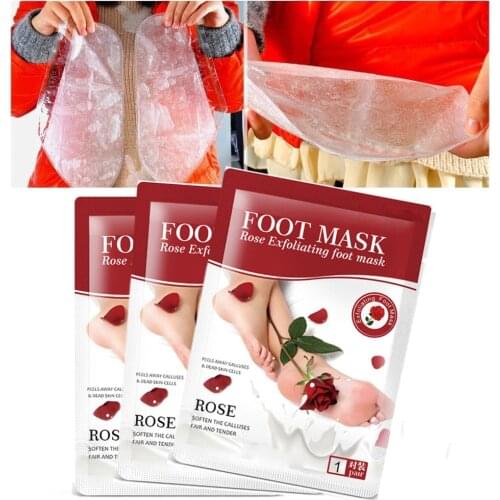 Rose Feet Exfoliating Foot Mask Peeling Socks for Pedicure Feet Mask Feet Care Exfoliation Dead Skin Remover Calluses