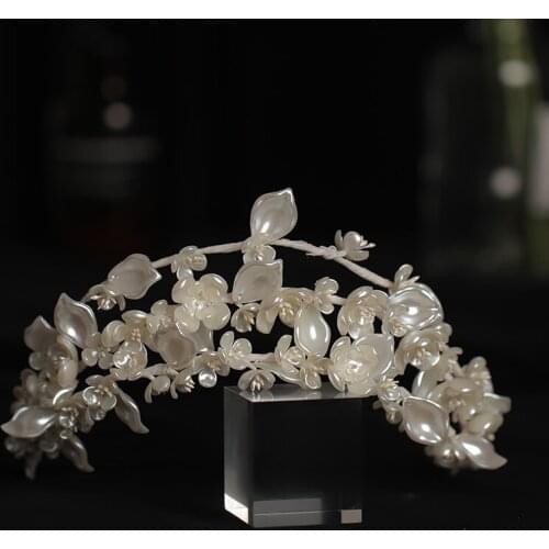 Handmade Pearl Crystal Headband Hairband Wedding Hair Accessories Crown Bride Hair Jewelry Women Headdress Party Accessories