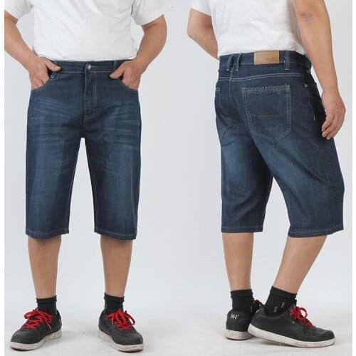 2019 plus size men shorts fat men thin elastic loose jeans Medium waist