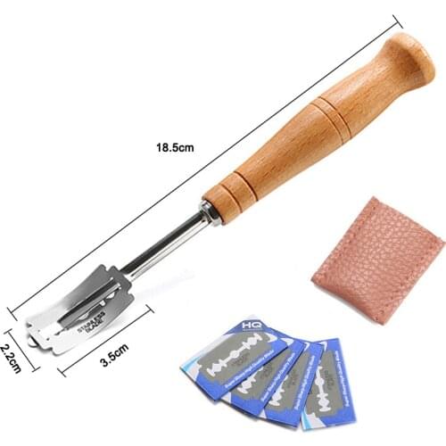 Bread Bakers Cutter Slashing Tool Dough Making Razor Wood Handle Bakeware SCVD889
