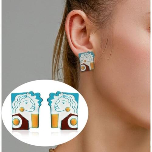Ear Studs Exaggerated Fashion Jewelry Alloy Portrait Maya Sacrificial Pattern Earrings for Party