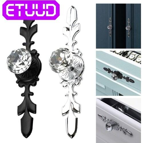 Modern Clear Crystal Drawer Pull Back Plate Glass Handle Dresser Cabinet Knobs Kitchen Cupboard Door Pulls Crystal Handle