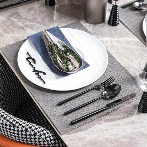 Modern Drop Stainless Steel Bowl Plate Dishes Dessert Fruit Snack Plate Home Dinnerware Decor Navy Blue Diamond Texture Placemat