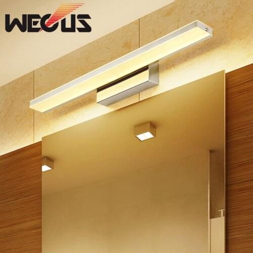 Modern chrome mirror lights fixture toilet bath wall sconce led lamp over makeup mirror cabinet lighting 42cm/52cm 9W/12W 110V 220V