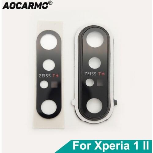 Aocarmo Rear Back Camera Lens Len Glass With Metal Frame Ring Adhesive For Sony Xperia 1 II / X1ii XQ-AT52 XQ-AT51 SO-51A MARK2