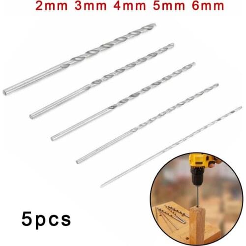 5pcs Titanium Coated Drill Bits 2/3/4/5/6mm HSS Extra Long 160mm Hole Opener Woodworking Metal Plastic Tools Drilling Wholesale
