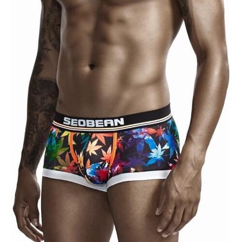 3pcs/lot Men Underwear Comfortable and breathable boxer Fashion Boxers color print fashion Shorts Home Loose Men boxer