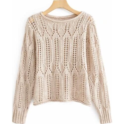 Vintage women geometric knitted loose sweater 2019 fashion ladies elegant knitwear sweaters casual pullovers female feminine top