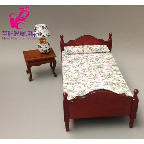 1:12 1:8 BJD Doll House Mini Furniture Model Bedroom Retro European Bed Doll House Diy Furnitures