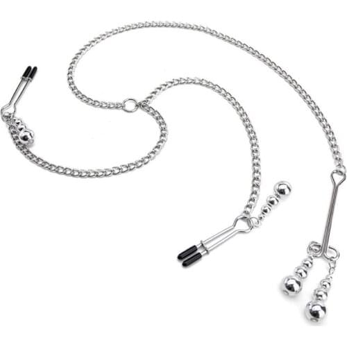 1 Pair Metal Bell Nipple Clamps With Chain Clips Flirting Teasing Sex Flirt Bondage Kit Slave Bdsm Exotic Accessories S0156