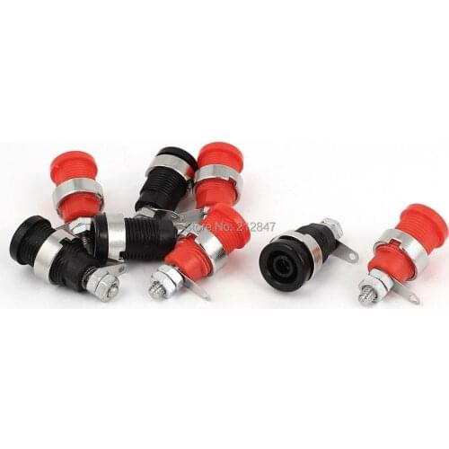8 x Red Black Amplifier Terminal Connector Binding Post for 4mm Banana Connector Jack