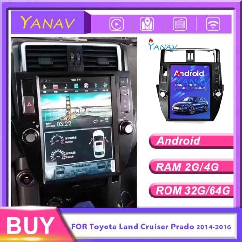 Android Car radio GPS Navigation for Toyota-Land Cruiser Prado 2014-2016 Tesla Vertical Screen car stereo multimedia DVD Player