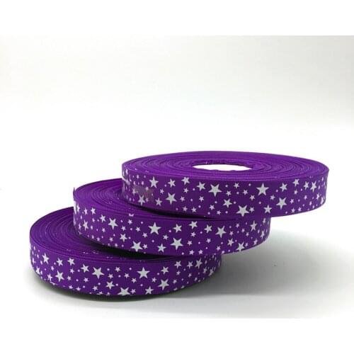 5Yards/lot 1" (25mm) Purple Printed STARS Grosgrain Ribbon Hair Bow Wedding Christmas Decoration DIY Sewing