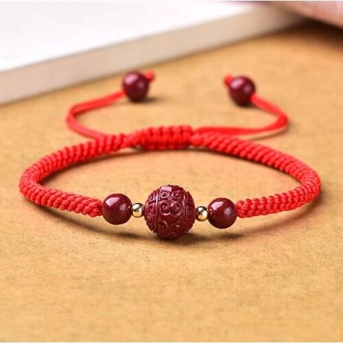 Natural Purple Cinnabar Handmade Tibetan Buddhist Braided Bracelets Knots Lucky Red Rope Bangle For Women Size Adjust DropShip