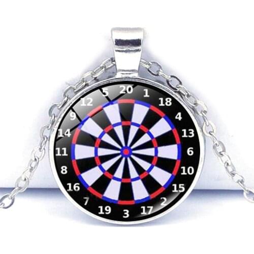 BTWGL Dart Board Target Pendant Necklace Jewelry Fine Art Necklace Photo Jewelry Glass Pendant Gift