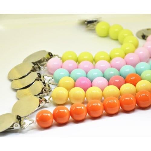 Pacifier Clip Chains Cute Candy Color Beaded Baby Safe Teething Chain Baby Infant Toddler Teether DIY Handmade