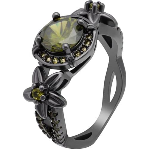 Black Rings Jewelry for Wedding Vintage green purple red color AAAA CZ Stone Women Engagement Ring 5-12