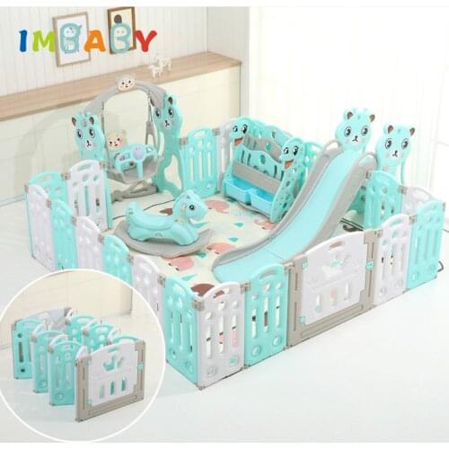 IMBABY Baby Playpen Super Luxury Fence With Free Mat Indoor Football Field Ball Pool Pit Childrens Playpen Indoor Playground