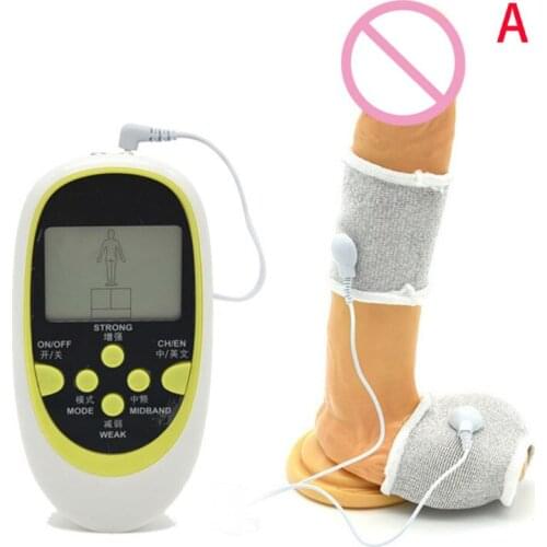 Elasticity Silver Fiber Electronic Pulse Physical Therapy Penis Sleeve Cock Enlargement Rings Themed Sex Products