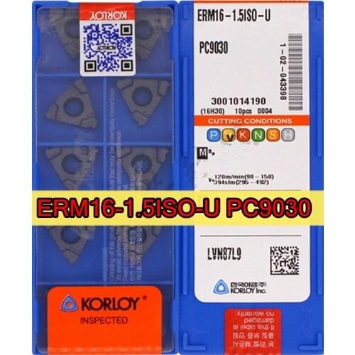 ERM16-1.5ISO-U PC9030 = 16ER 1.5ISO PC9030 100% original KORLOY Carbide Threaded inserts Processing: stainless steel