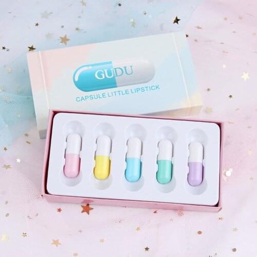 5PCS Capsule Lipstick Waterproof Long Lasting Women Gifts Cosmetic Beauty Makeup Moisturizing Mini Lipstick Cosmetic Red Lips