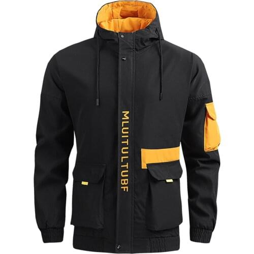 Men Windproof Jackets Hooded Coats Outdoor Outwears Casual Autumn Winter Long Sleeve Pockets Coats Hooded Jacket Male Clothing