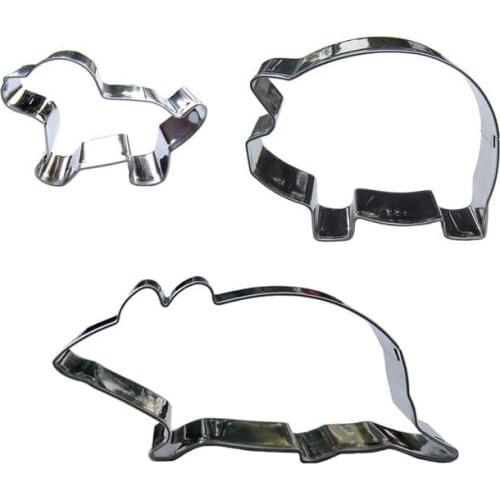 Little Dog, pig, mouse cartoon shapes 3 pieces biscuit cutting molds, baking tools, cake decorating soft candy tools