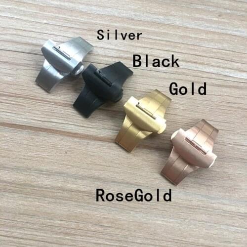 22mm Silver Black Gold RoseGold Stainless Steel Strap Deployment Butterfly Buckle For PAM Watchband Clasp With engraving
