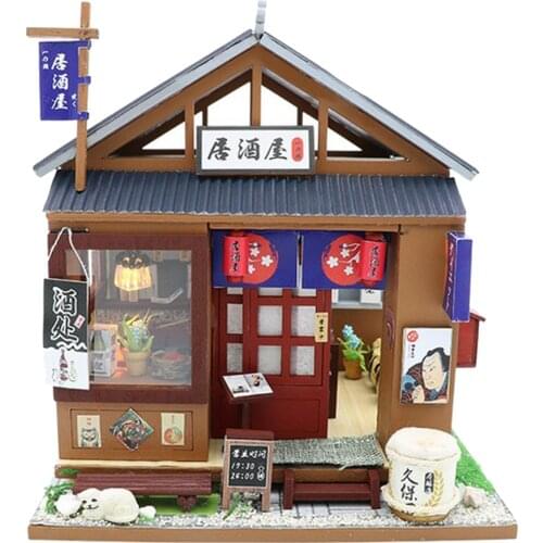 1:24 Miniature Japanese Izakaya Model Mini Pub Bar Dolls House Furniture Kits DIY Dollhouse