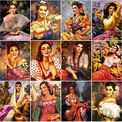 MomoArt Diamond Painting Woman Cross Stitch Kits Diamond Mosaic Portrait Rhinestones Embroidery Full Square Round Home Decor