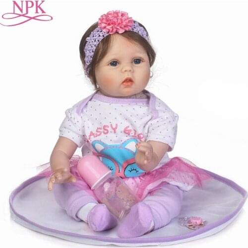 NPK 55cm Soft Body Silicone Reborn Baby Doll Toy For Girls NewBorn Girl Baby Birthday Gift To Child Bedtime Early Education Toy