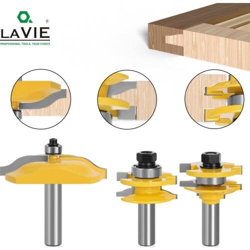 3pcs 12MM 1/2 Shank Milling Small Rail and Stile Ogee Router Bits Set Tenon Cutters 3" Panel Cabinet Door for Wood Machine Tool