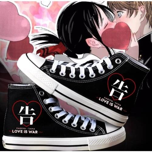 High-Q Unisex Kaguya-sama: Love is War Canvas Shoes Casual Shinomiya Kaguya plimsolls Fujiwara Chika Casual Canvas Shoes