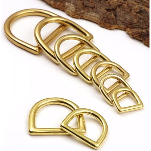 Meetee 5pcs 13-45mm Semi-circular Buckles Pure Brass D Ring Belt Buckle Bag Ring Hook Buckle DIY LeatherCraft Hardware Accessory