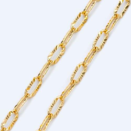 Gold Cable Chain, Oval Link Size 3.3x7mm, 18K Gold plated Brass Chains For DIY Jewelry Making Accessories / 1 Meter=3.3ft
