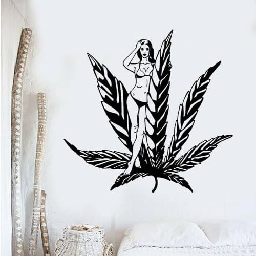 Sexy Girls Vinyl Wall Decal l Beautiful Sexy Girl Palm Window Sticker Sea Beach Vacation Home Bedroom Decor Art Mural Wallpaper