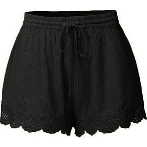 Summer Ladies High-waist Personality Pants Solid Color Lace Drawstring Shorts Casual Loose Daily All-match Pants For Women